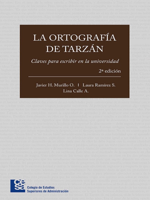 Title details for La ortografía de Tarzán by Javier H. Murillo - Wait list